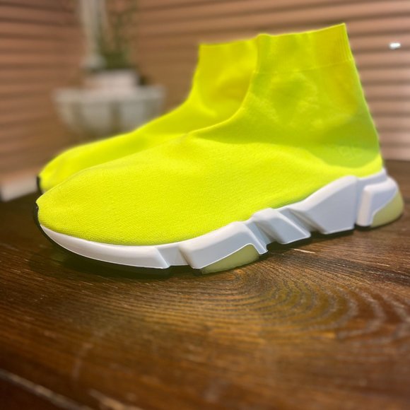 Pre-owned Unworn Balenciaga Speed Trainer Mid ‘Neon’ Size 46 with Original Bag - Picture 1 of 4